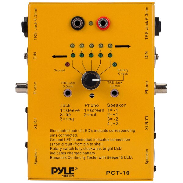 Pyle PCT10 8 Plug Pro Audio Cable Tester
